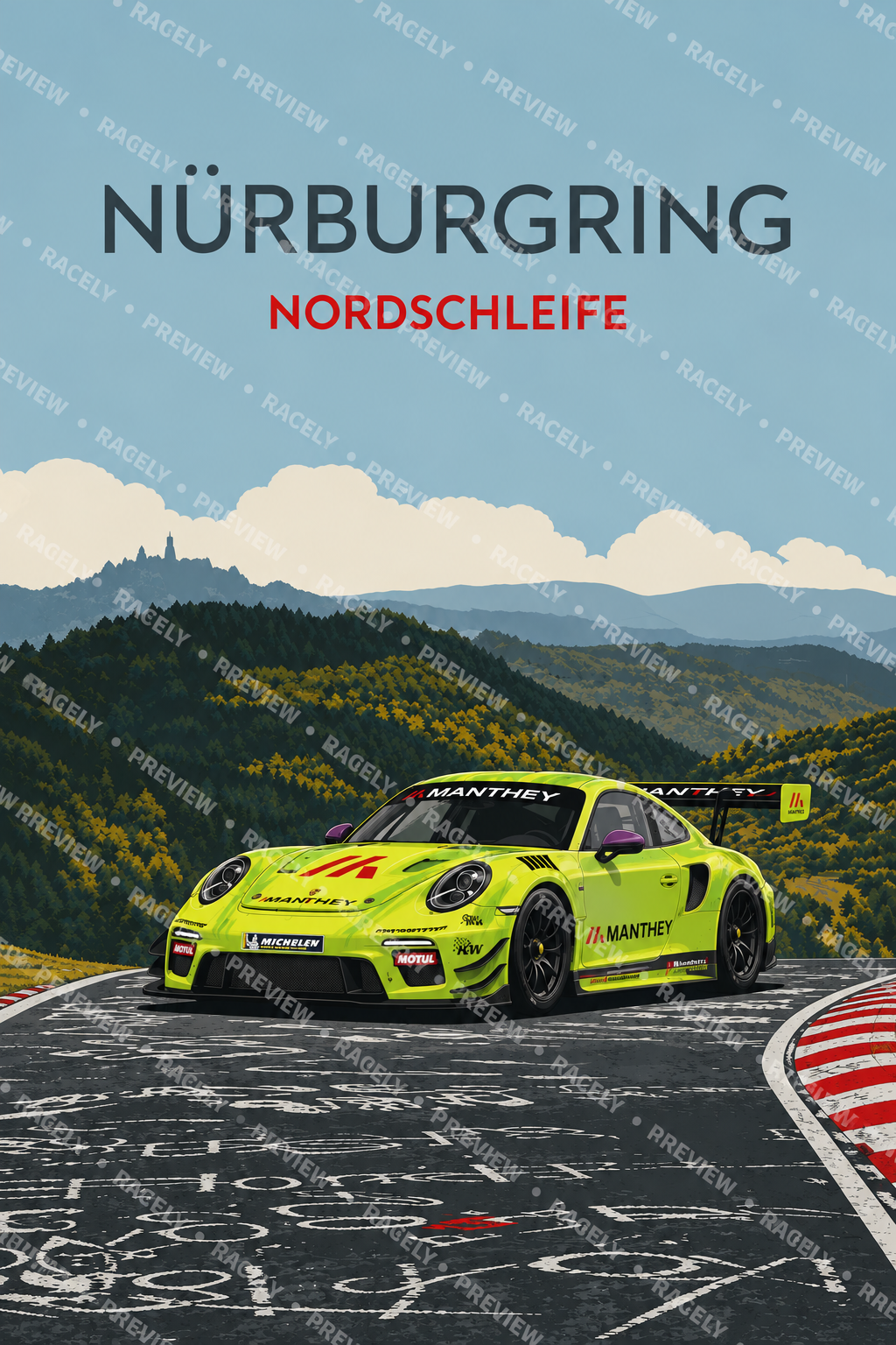 Nürburgring Nordschleife | A3 Manthey Racing Card Poster